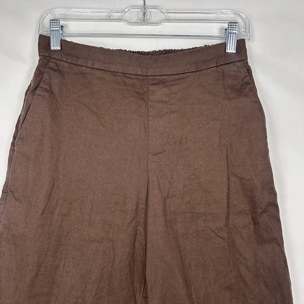 Banana Republic Hayden Brown Linen-Blend Wide-Leg Pants – Size Extra Small (XS)